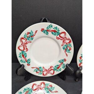 International Tableworks Christmas Ribbons 157 Saucers for Flat Cups Set of 4